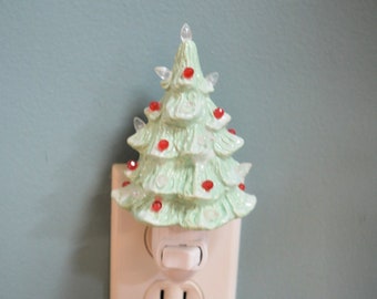 Ceramic Christmas Tree Night Light - Jade