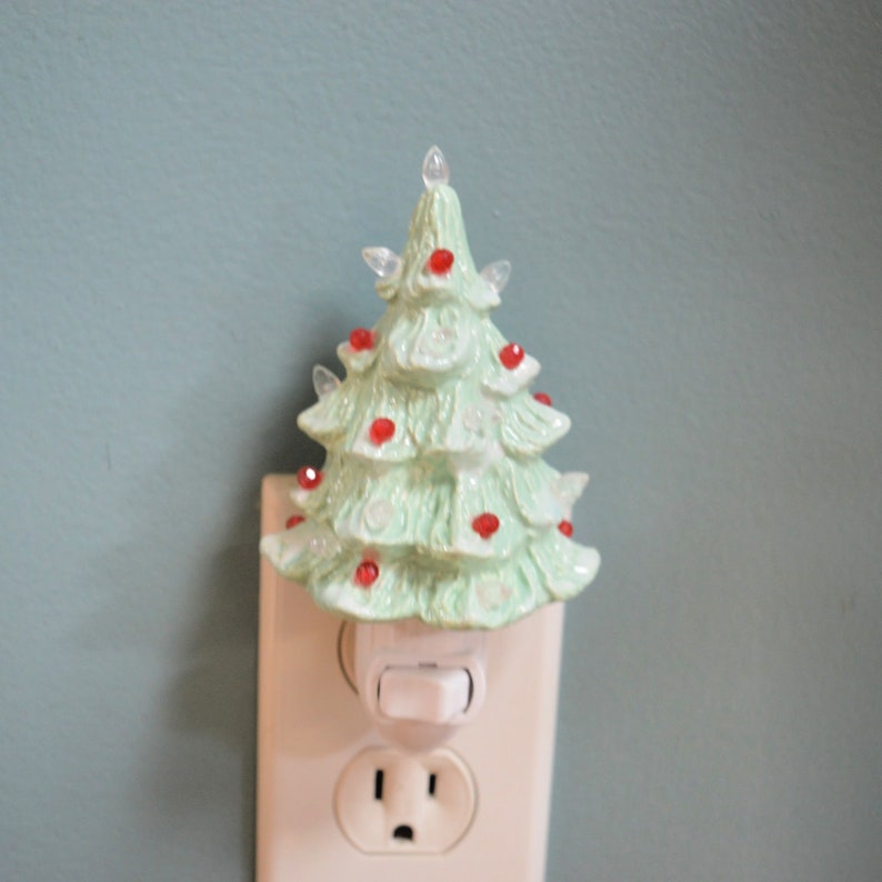 Ceramic Christmas Tree Night Light Jade image 1