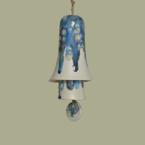 Ceramic Small Stack Wind Bell Wind Chime - Tranquil Shades of Blue