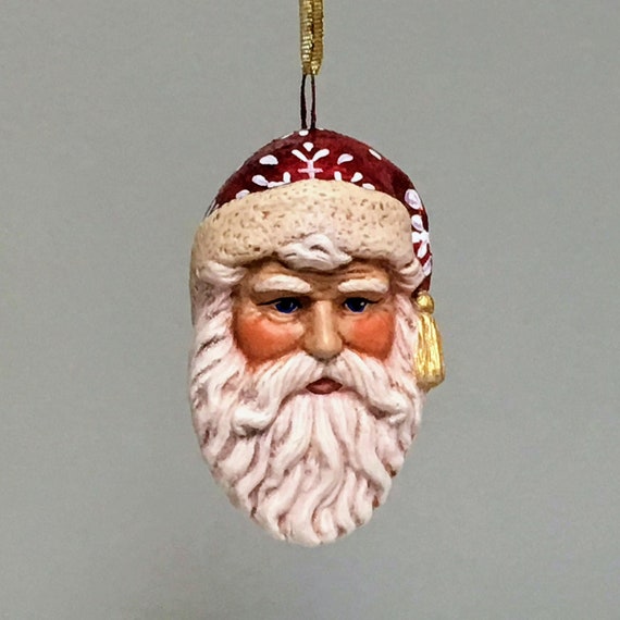 陶器のクリスマスオーナメント - スノーフレークサンタクロース - Etsy 