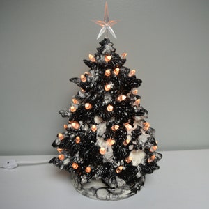 Ceramic Christmas Tree – Fraser Fir - Black Bubble Christmas Tree - Halloween Tree
