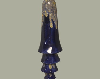 Ceramic Cone Bell Wind Chime - Starry Night - Blue will Navy Blue, Yellow and Cream