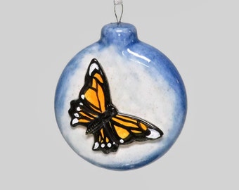 Ceramic Monarch Butterfly Disk Ornament