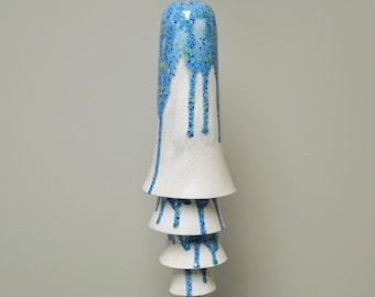 Ceramic Cone Bell Wind Chime - Speckled Light Caribean Blue