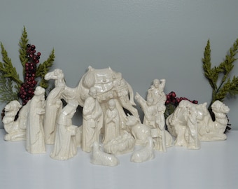 Ceramic Nativity Scene Crackle - Crackle Nativity Set