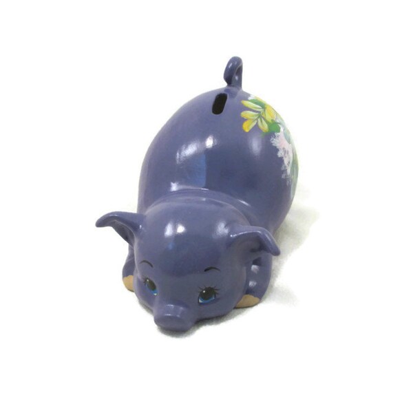 Ceramic Piggy Bank - Violet Tulip - Floral