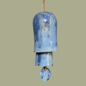 Rounded Ceramic Small Stack Wind Bell Wind Chime - Shades of Blue and Pink
