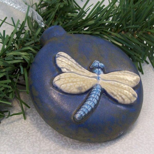 Ceramic Dragonfly Christmas Ornament