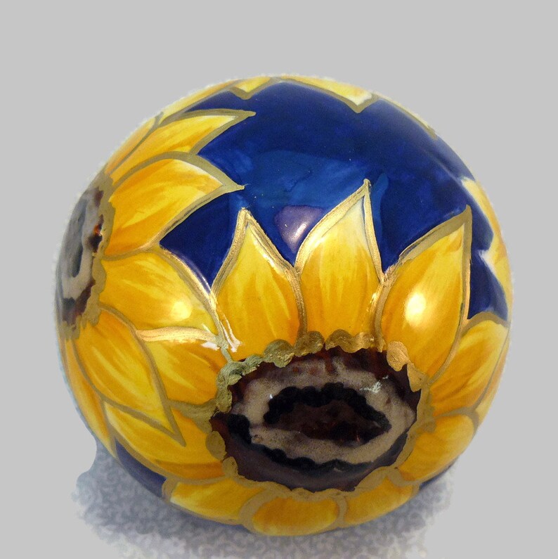 Ceramic Sunflower Paperweight Sunflower Desk Accessory Etsy
