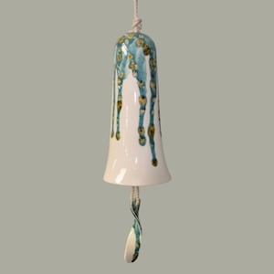 Ceramic Wind Bell - Wind Chime - Teal Caramel Twist Sail