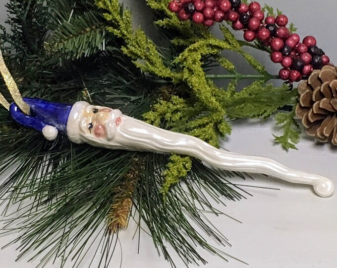 Ceramic Santa Christmas Ornament Santacicle Dark Blue - Etsy