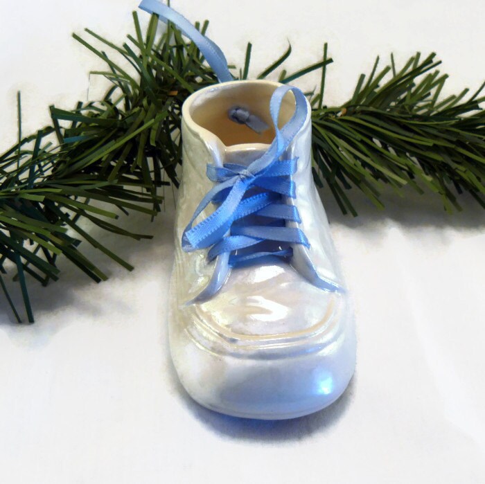 Ceramic Christmas Ornament Baby Shoe Ornament White Glaze | Etsy