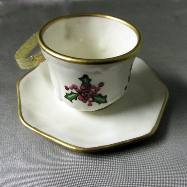 Ceramic  Ornament - Tea Cup -  Cup of Christmas Tea