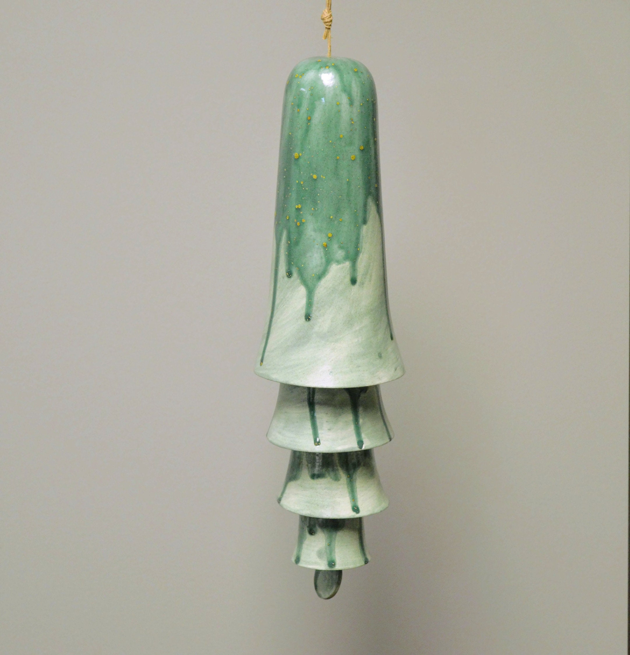 Ceramic Cone Bell Wind Chime Jade Green on Sagebrush Green | Etsy