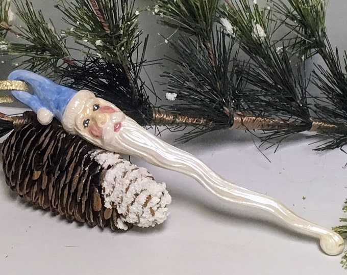 Ceramic Santa Christmas Ornament Santacicle Light Blue - Etsy