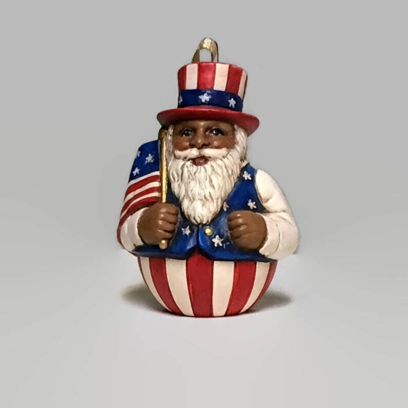 Ceramic African American Patriotic Christmas Ornament image 2