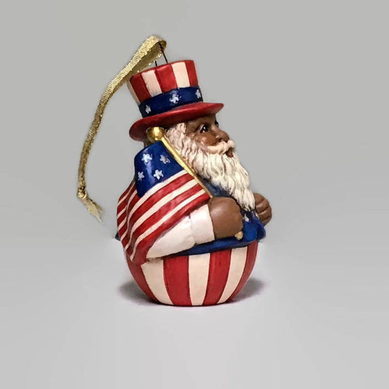 Ceramic African American Patriotic Christmas Ornament image 3