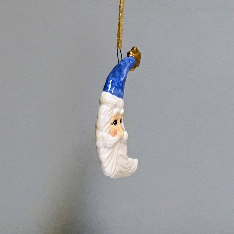 Ceramic Santa Crescent Moon Christmas Ornament Light Blue - Etsy