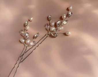 Set of 2 Bridal Hair Pins for Wedding Veil, Wedding Handmade Pearl Hairpiece