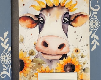 Cow, Sunflower Cow, Covered Notebook
