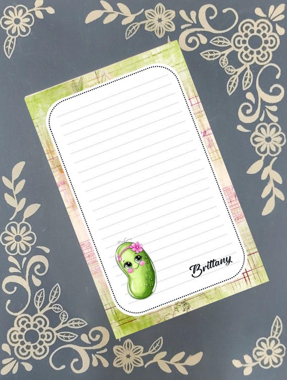 Personalized Pickle Lover Gift, Notepad Stationery