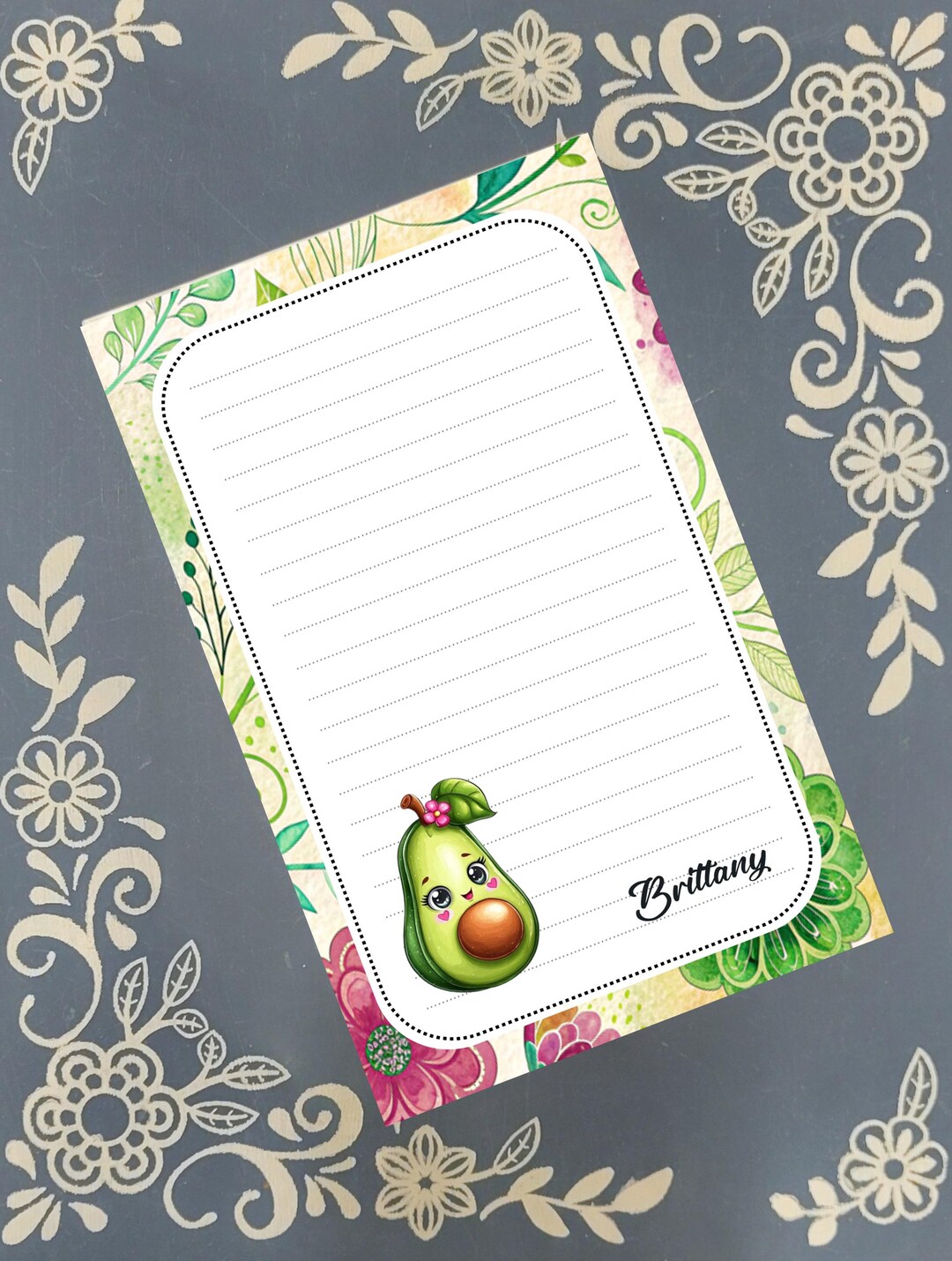 Personalized Avocado, Kawaii, Notepad Stationery - Etsy