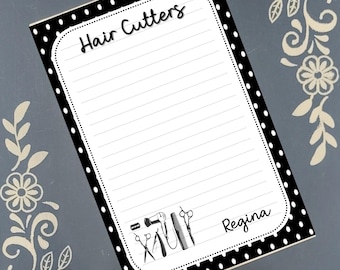 Personalized Hair Stylist, Salon, Scissors, Notepad Stationery