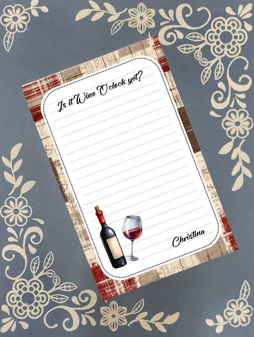 Winre Notepad Personalized Wine, is It Wine O'clock Yet?, Notepad Stationery - Etsy