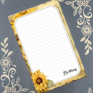 Personalisierte Sunflower Notepad Briefpapier