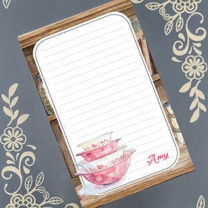 Personalized Stacking Pyrex Bowls, Vintage, Notepad Stationery