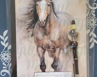 Horse, brown, running, Covered Notebook