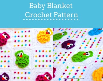 CROCHET PATTERN PDF, Rainbow Owls Baby Blanket - Photography Prop - CaN sell items made, baby afghan pattern, instant download, yarntwisted