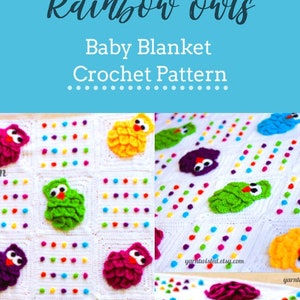 CROCHET PATTERN PDF, Rainbow Owls Baby Blanket - Photography Prop - CaN sell items made, baby afghan pattern, instant download, yarntwisted