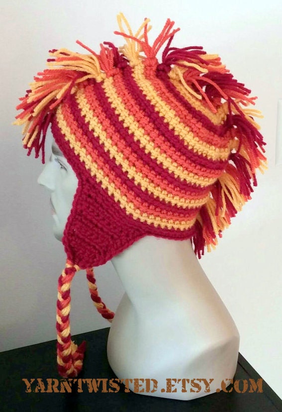 Crochet Pattern – Fire Hawk Earflap Mohawk Beanie (PDF Pattern) - Etsy
