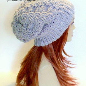 CROCHET PATTERN PDF, Braided Cable Slouchy Hat Pattern - Women's winter hat, Teen beanie,  winter fashion,  Can Sell Items, instant download