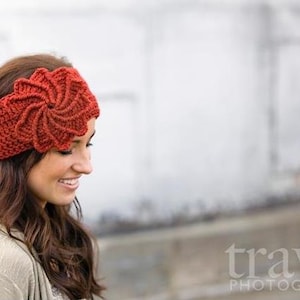 CROCHET PATTERN PDF, Crocheted spiral flower headband / earwarmer / headwrap CaN Sell Finished pieces, instant download, yarntwisted image 1