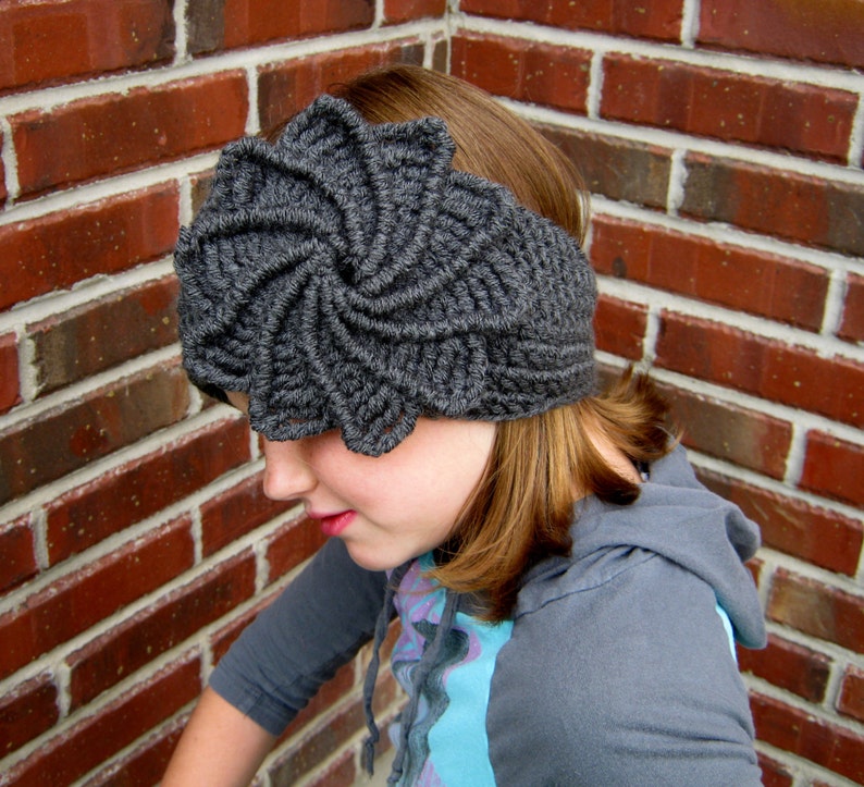 CROCHET PATTERN PDF, Crocheted spiral flower headband / earwarmer / headwrap CaN Sell Finished pieces, instant download, yarntwisted image 2