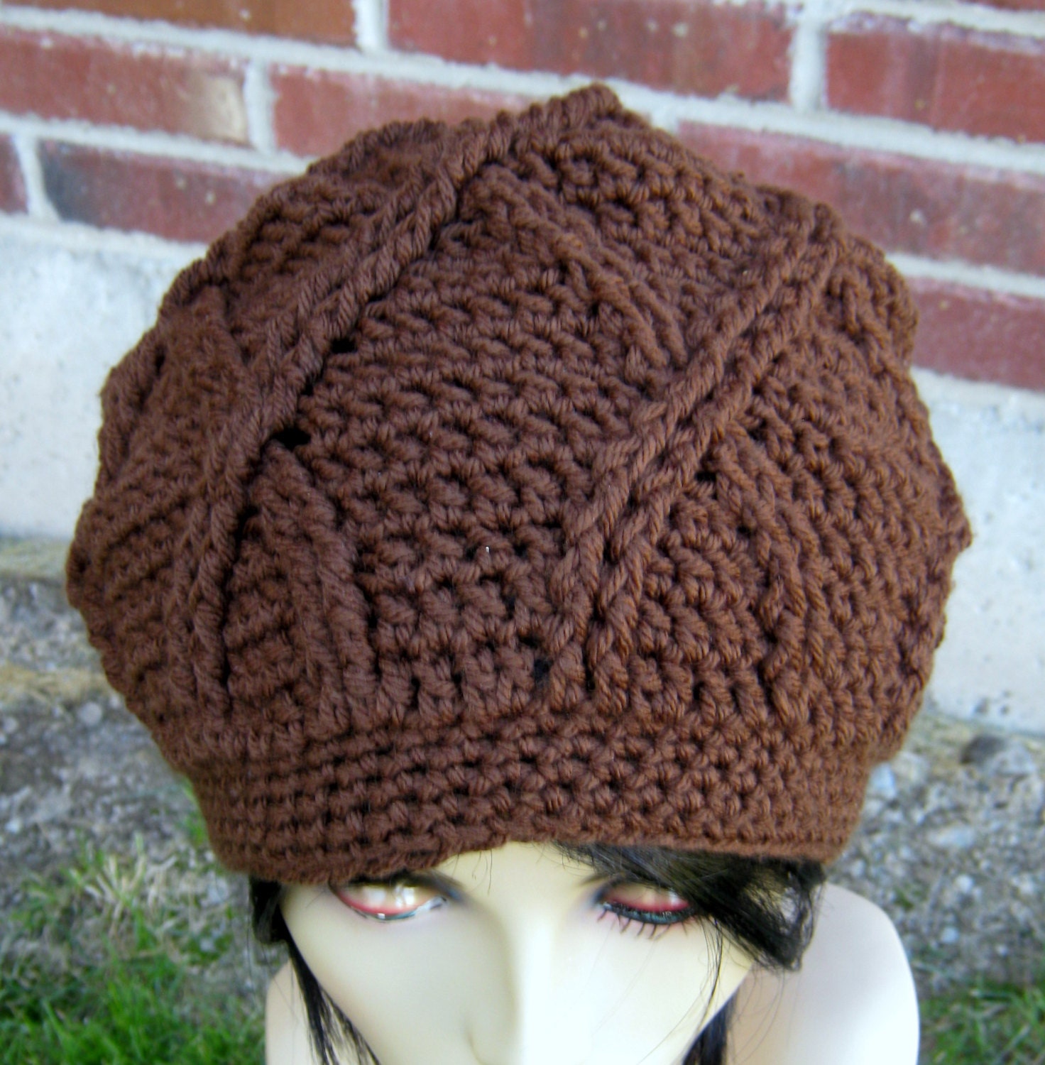 PDF CROCHET PATTERN Cabled Flower Slouchy Hat, Women’s Crochet Hat ...