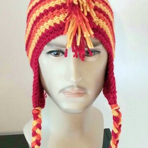 CROCHET PATTERN PDF Fire Hawk Earflap Mohawk Crocheted Beanie Hat ...
