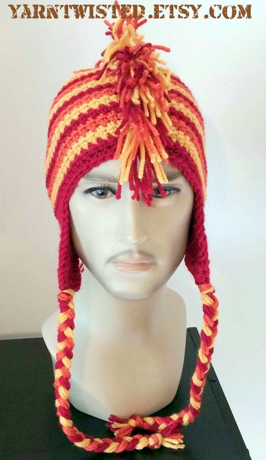 CROCHET PATTERN PDF Fire Hawk Earflap Mohawk Crocheted Beanie Hat ...