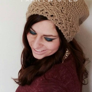CROCHET PATTERN PDF - Braided Cable Crocheted Slouchy Hat - Women's ...