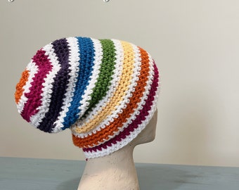 Rainbow Crochet Beanie | LGBTQ | Chakras | Winter Slouchy Beanie | Crocheted winter hat | Unisex | Knitted beanie