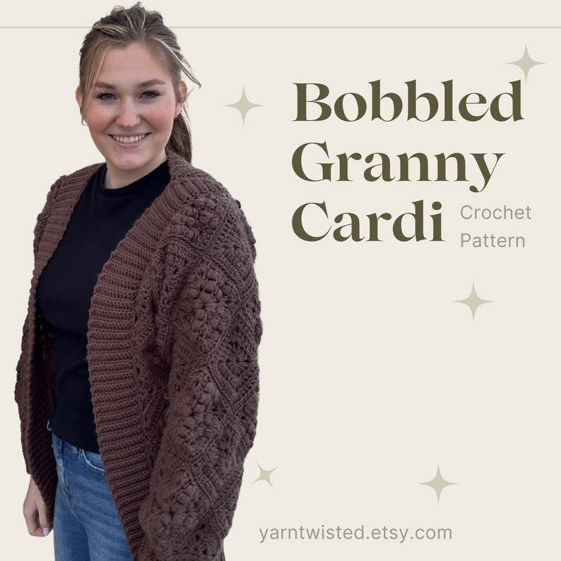 Bobbled Granny Crochet Cardigan Pattern Crochet Pattern Women's Cardigan Teen Sweater Chunky Crochet Textured, Bobbles image 5