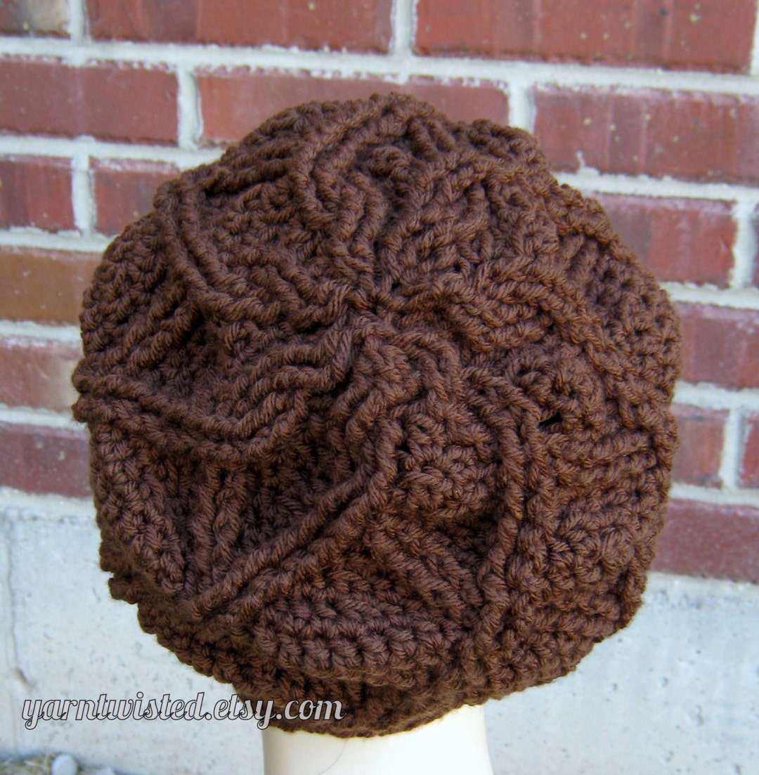 PDF CROCHET PATTERN Cabled Flower Slouchy Hat, Women’s Crochet Hat ...
