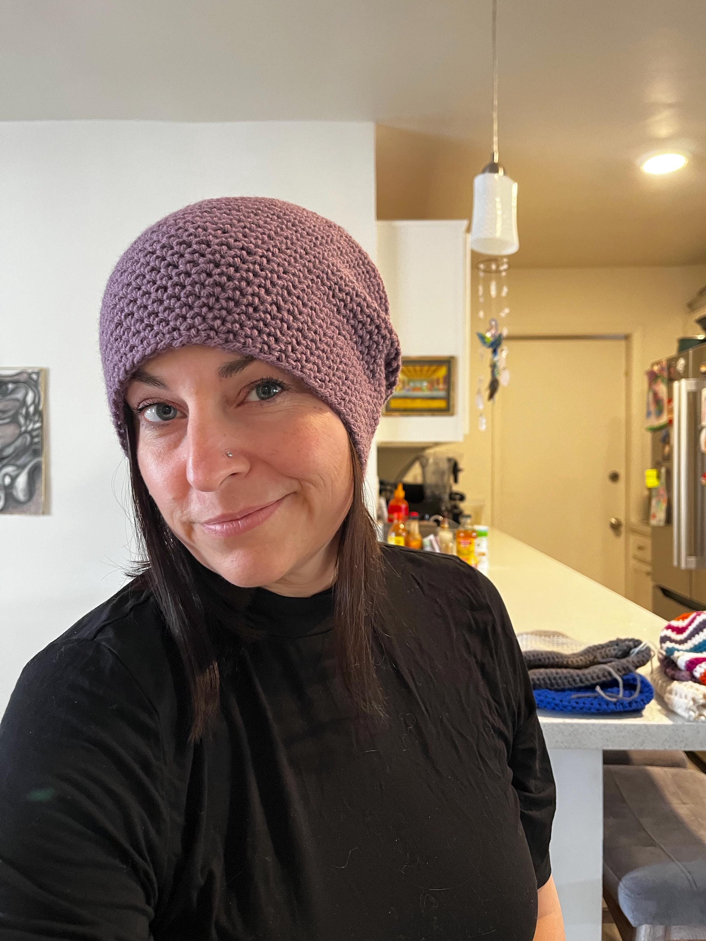 Women\'s Crochet Knitted Style Beanie Slouchy Hat Lavender Emma Crochet Slouchy Hat Pattern - ChristaCoDesign main image 4