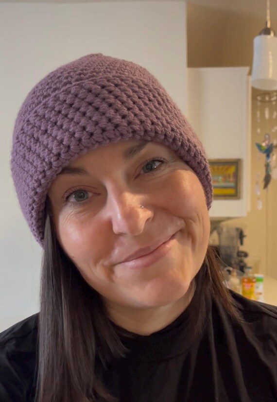 Purple / Lavender Crochet Beanie | Handknit Hat | Slouchy  display picture 1