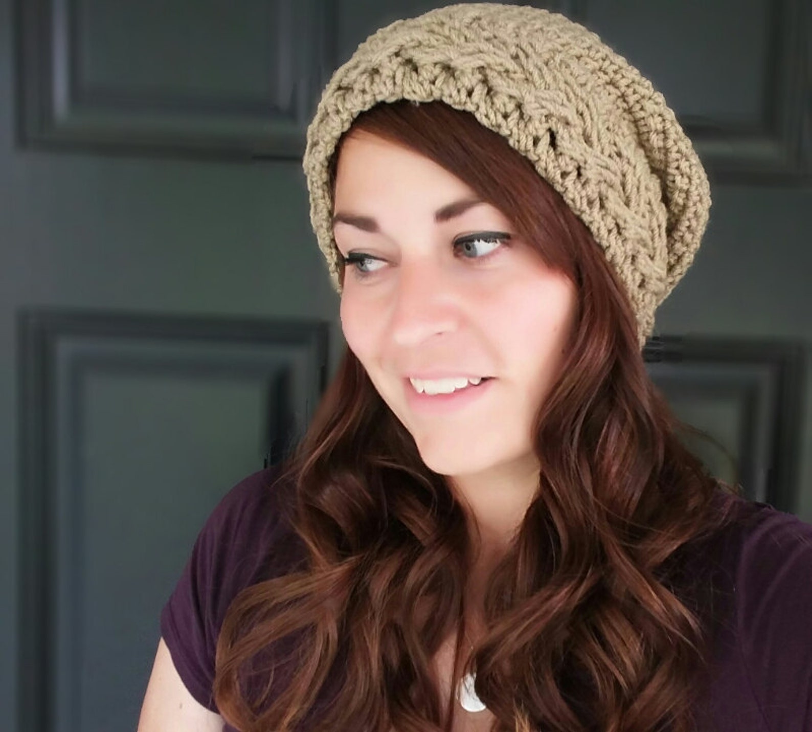 Braided Cable Crochet Slouchy Hat Pattern (PDF Download) - Etsy