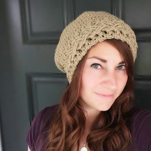 CROCHET PATTERN PDF - Braided Cable Crocheted Slouchy Hat - women's slouchy beanie, teen fashion, instant download - Can Sell Items