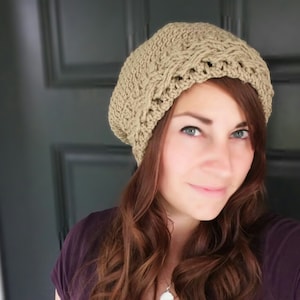 CROCHET PATTERN PDF - Braided Cable Crocheted Slouchy Hat - women&#39;s slouchy beanie, teen fashion, instant download - Can Sell Items