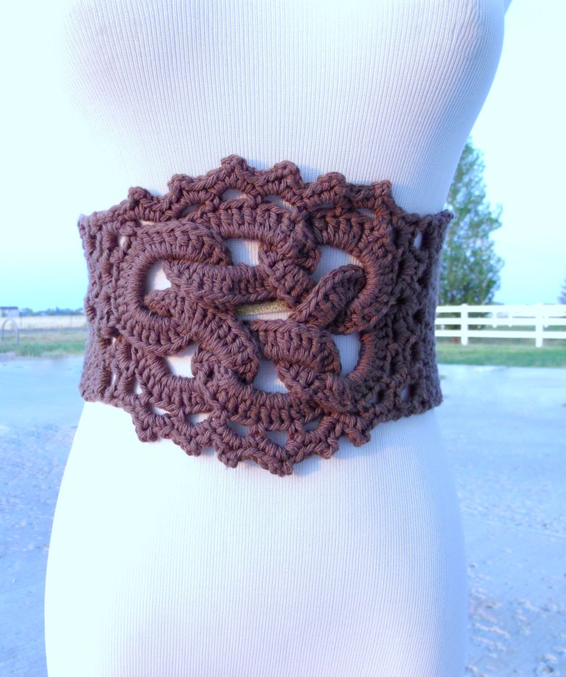 CROCHET PATTERN PDF Crocheted Celtic Knot Belt pattern women's fashion teen crochet accessories, boho crochet, instant download image 1